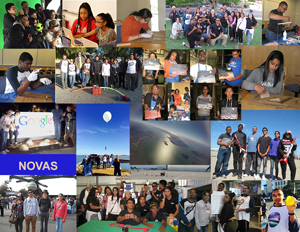 montage of smiling young people doing science and art activities